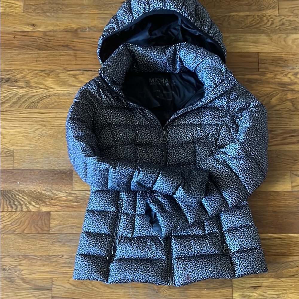 Kids' Black Patterned Puffer Jacket